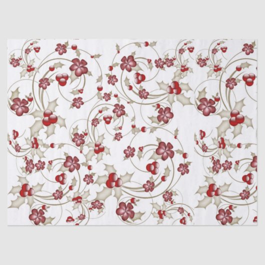 金ゴールド渦巻き旋回とブルゴーニュのホリーの白い組織Pa 薄葉紙 (正面)