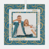 金ゴールド渦巻き模様（青） ガラスオーナメント (裏面)