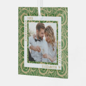 金ゴールド渦巻き状フォトグリーン ガラスオーナメント (正面左)