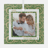 金ゴールド渦巻き状フォトグリーン ガラスオーナメント (正面)