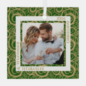 金ゴールド渦巻き状フォトグリーン ガラスオーナメント (裏面)