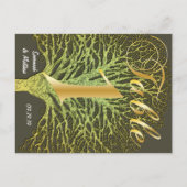 金ゴールド渦巻形のグリーンツリーテーブル番号1 ポストカード (裏面)