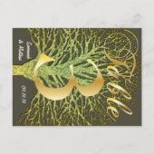 金ゴールド渦巻形のグリーンツリーテーブル番号3 ポストカード (裏面)