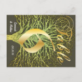 金ゴールド渦巻形のグリーンツリーテーブル番号6 ポストカード (裏面)