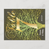 金ゴールド渦巻形のグリーンツリーテーブル番号7 ポストカード (正面)