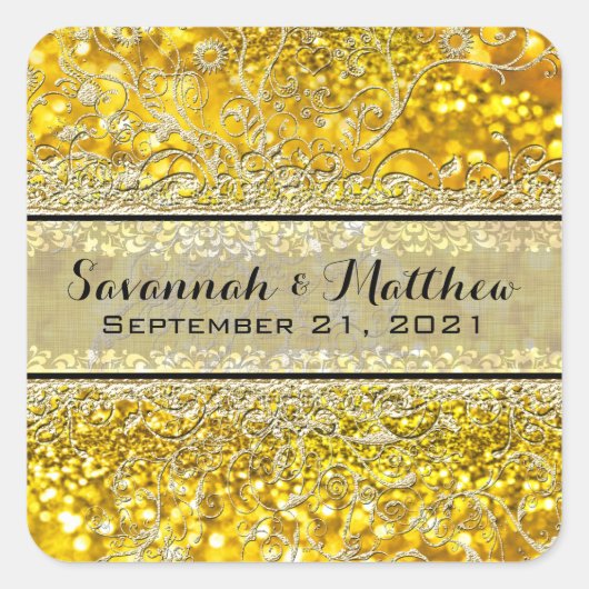 金ゴールド渦巻形のバラロマン結婚ツスクエア スクエアシール (正面)