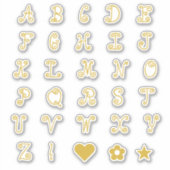 金ゴールド渦巻形のフォントアルファベットイニシャルモノグラム文字 シール (正面)