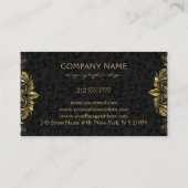 金ゴールド渦巻形のレースオンブラックダマスビジネスC 名刺 (裏面)