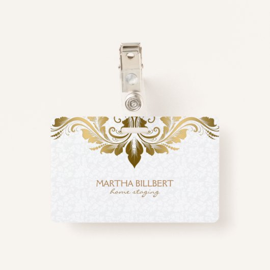 金ゴールド渦巻形のレース バッジ (裏面クリップ)