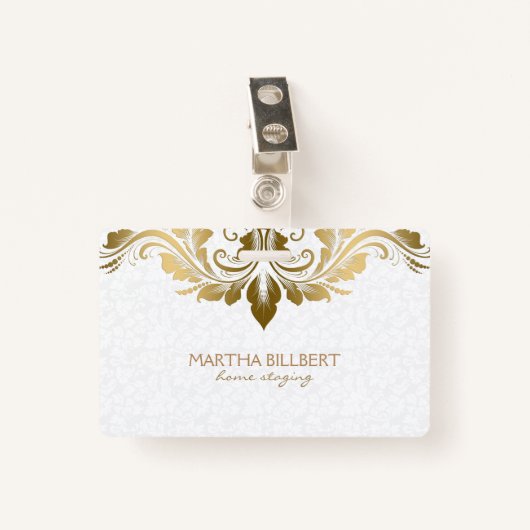 金ゴールド渦巻形のレース バッジ (正面クリップ)