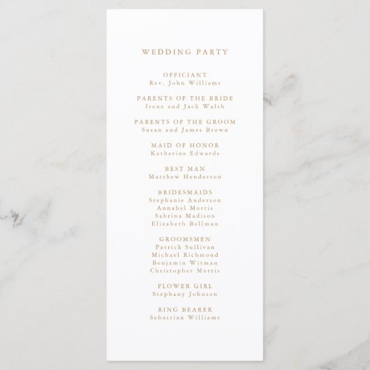 金ゴールド渦巻形のロマン結婚ム書道の儀式 プログラム (裏面)