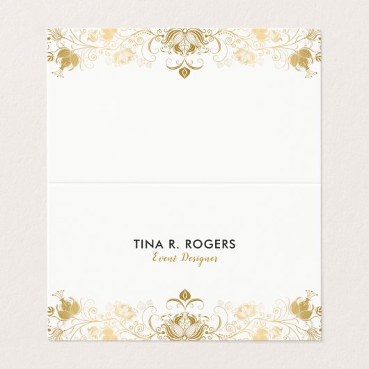 金ゴールド渦巻形のヴィンテージレースデザイン 名刺 (外部フラット)