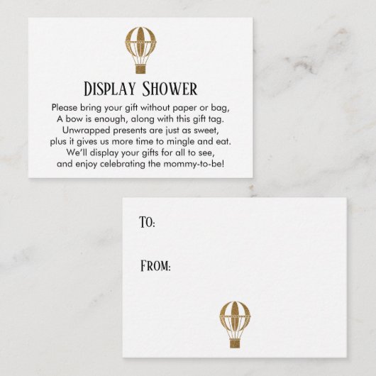 金ゴールド温風船表示シャワー挿入カード エンクロージャーカード (正面/裏面)