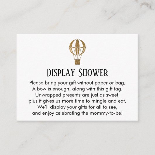 金ゴールド温風船表示シャワー挿入カード エンクロージャーカード (正面)