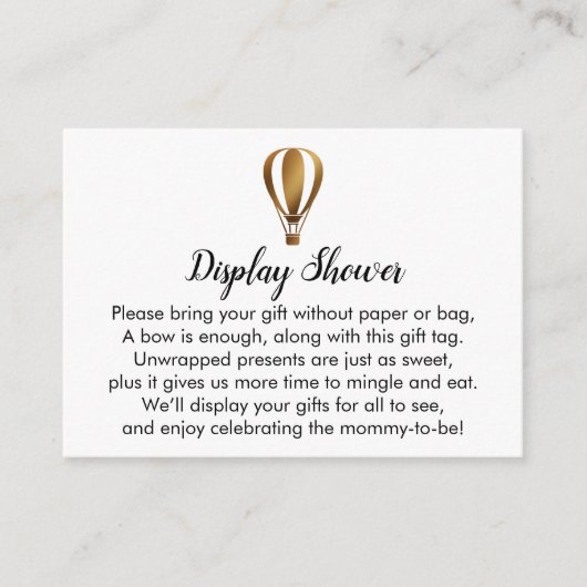 金ゴールド温風船表示シャワー挿入カード エンクロージャーカード (正面)