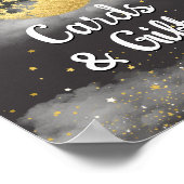 金ゴールド満月と星の赤ちゃんシャワーのサイン ポスター (角)