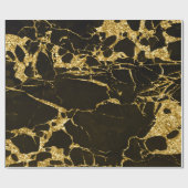 金ゴールド溶融抽象芸術メタリック黒大理石 ラッピングペーパー (フラット)