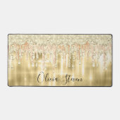 金ゴールド滴下エレガントグリッターモノグラム デスクマット (正面)