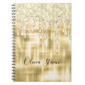 金ゴールド滴下エレガントグリッターモノグラム ノートブック (正面)