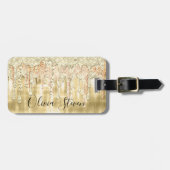金ゴールド滴下エレガントグリッターモノグラム ラゲッジタグ (正面横)