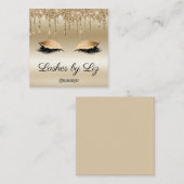 金ゴールド滴下グリッタースパークルまつげエクステンション スクエア名刺 (正面/裏面)