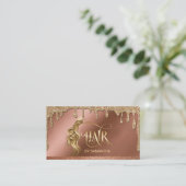 金ゴールド滴下美容師モダン金ゴールドタイポグラフィ 名刺 (スタンド正面)