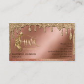 金ゴールド滴下美容師モダン金ゴールドタイポグラフィ 名刺 (裏面)