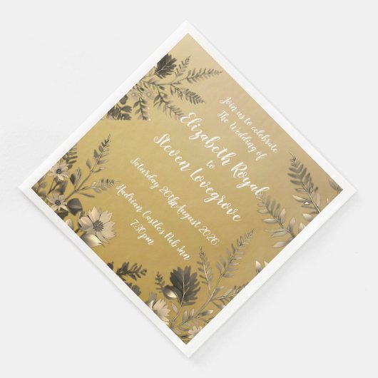 金ゴールド澄んとシンプルフローラデザイン結婚の (コーナー)