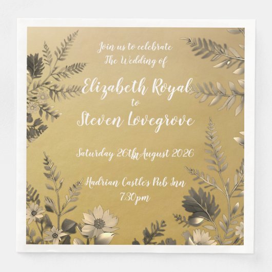 金ゴールド澄んとシンプルフローラデザイン結婚の (正面)