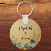 金ゴールド澄んとシンプルフローラデザイン結婚の キーホルダー (裏面)