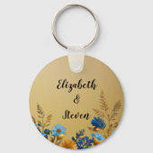 金ゴールド澄んとシンプルフローラデザイン結婚の キーホルダー (裏面)