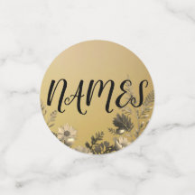 金ゴールド澄んとシンプルフローラデザイン結婚の