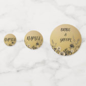 金ゴールド澄んとシンプルフローラデザイン結婚の コンフェッティ (正面)