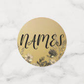 金ゴールド澄んとシンプルフローラデザイン結婚の コンフェッティ (スモール正面)