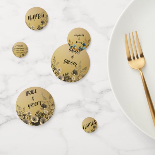 金ゴールド澄んとシンプルフローラデザイン結婚の コンフェッティ (グループ)