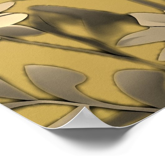 金ゴールド澄んとシンプルフローラデザイン結婚の ポスター (角)