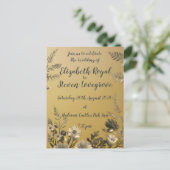 金ゴールド澄んとシンプルフローラデザイン結婚の ポストカード (スタンド正面)