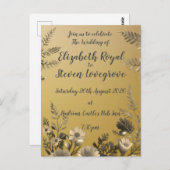 金ゴールド澄んとシンプルフローラデザイン結婚の ポストカード (正面/裏面)