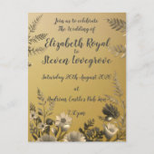 金ゴールド澄んとシンプルフローラデザイン結婚の ポストカード (正面)