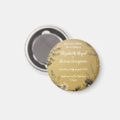 金ゴールド澄んとシンプルフローラデザイン結婚の マグネット (正面/裏面)