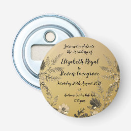 金ゴールド澄んとシンプルフローラデザイン結婚の 栓抜き