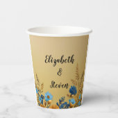 金ゴールド澄んとシンプルフローラデザイン結婚の 紙コップ (裏面)