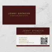 金ゴールド濃い赤のミニマルQRコードプロフェッショナル 名刺 (正面/裏面)