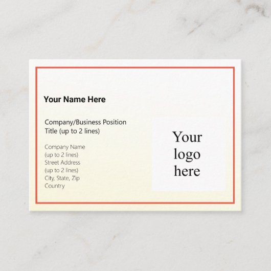 金ゴールド濃淡グラデーションおよびオレンジ – 赤のフォーム。強力なロゴ 名刺 (正面)