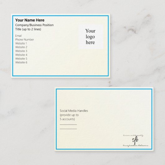 金ゴールド濃淡グラデーションとスカイブルーのオンラインビズロゴ 名刺 (正面/裏面)