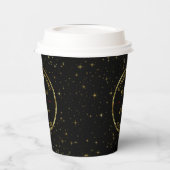 金ゴールド火花の黒い背景 – 漸進法Pap 紙コップ (左)