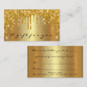 金ゴールド火花ギフト証明書化粧美しいドリップルクス 予約カード (正面/裏面)