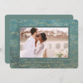 金ゴールド灯 | 1枚のエレガントフォトクリスマス シーズンカード (正面/裏面)