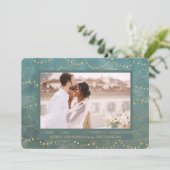 金ゴールド灯 | 1枚のエレガントフォトクリスマス シーズンカード (スタンド正面)