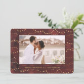 金ゴールド灯 | 1枚のエレガントフォトクリスマス シーズンカード (スタンド正面)